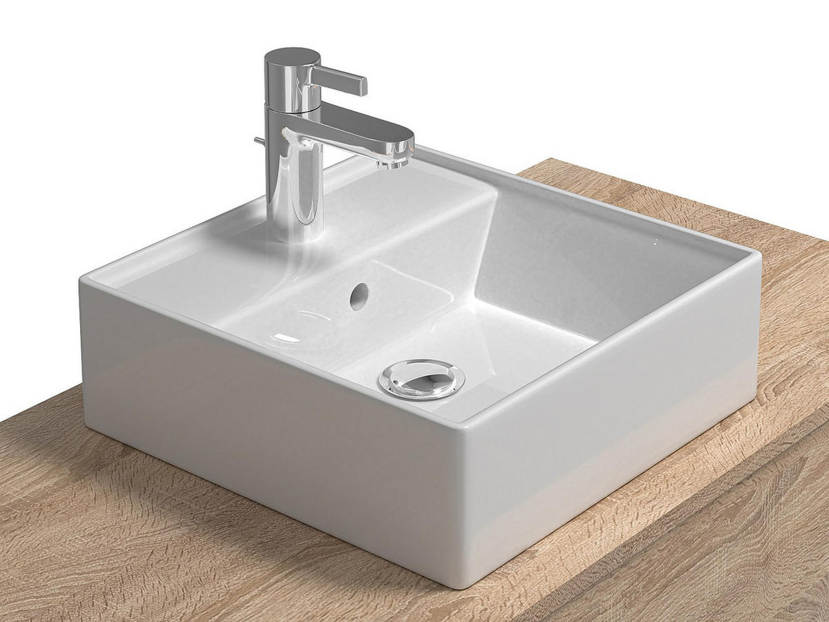 EINZELWASCHTISCH - 94cm x 47cm - Holzspan - naturfarben hell, weiß - TEANA - Naturfarben, Holz (94/32/47cm) - Vente-Unique