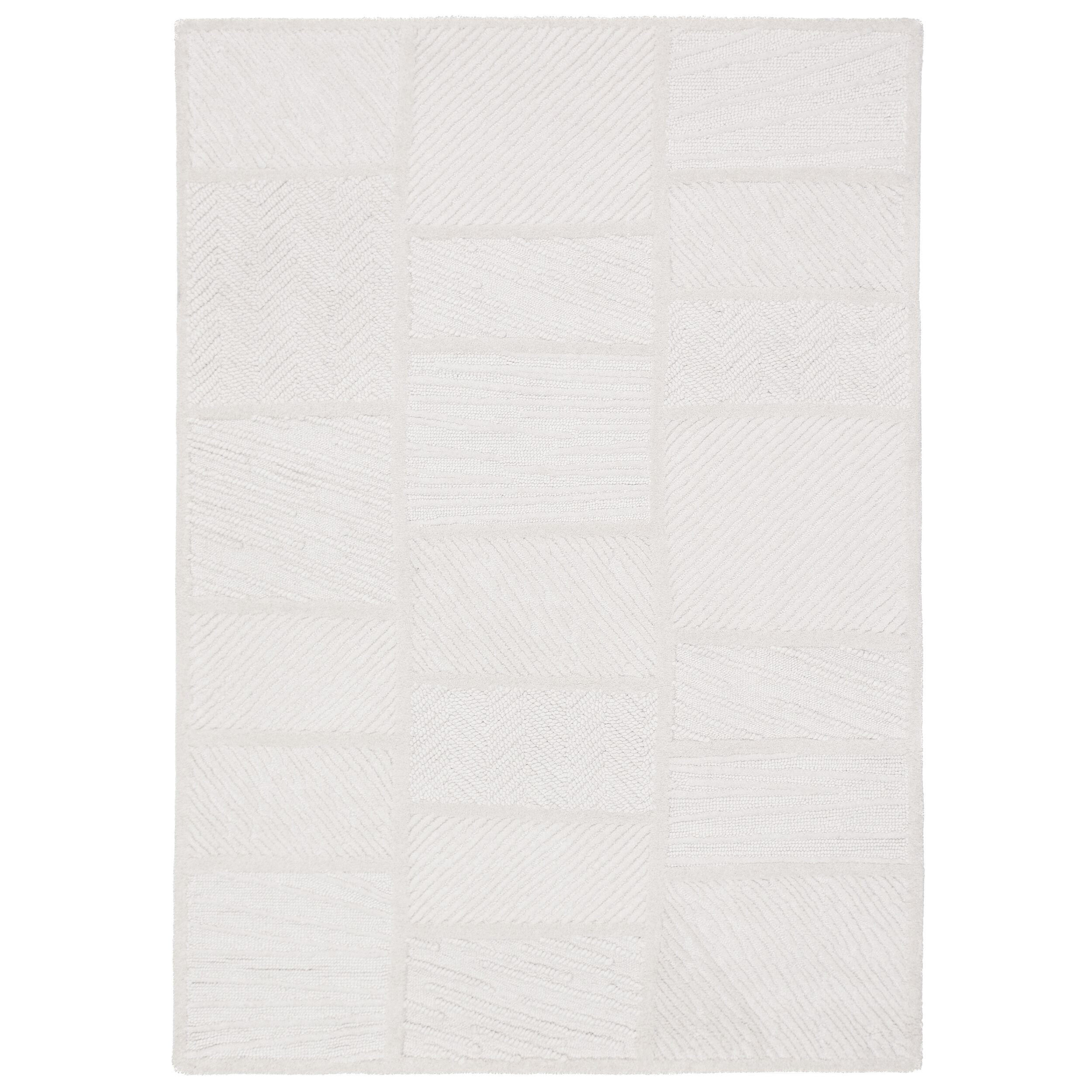 WOLLTEPPICH CARVE, geometrisch, Weiß, 140 x 200 cm - Beige, Textil (140/200cm) - KADIMA DESIGN
