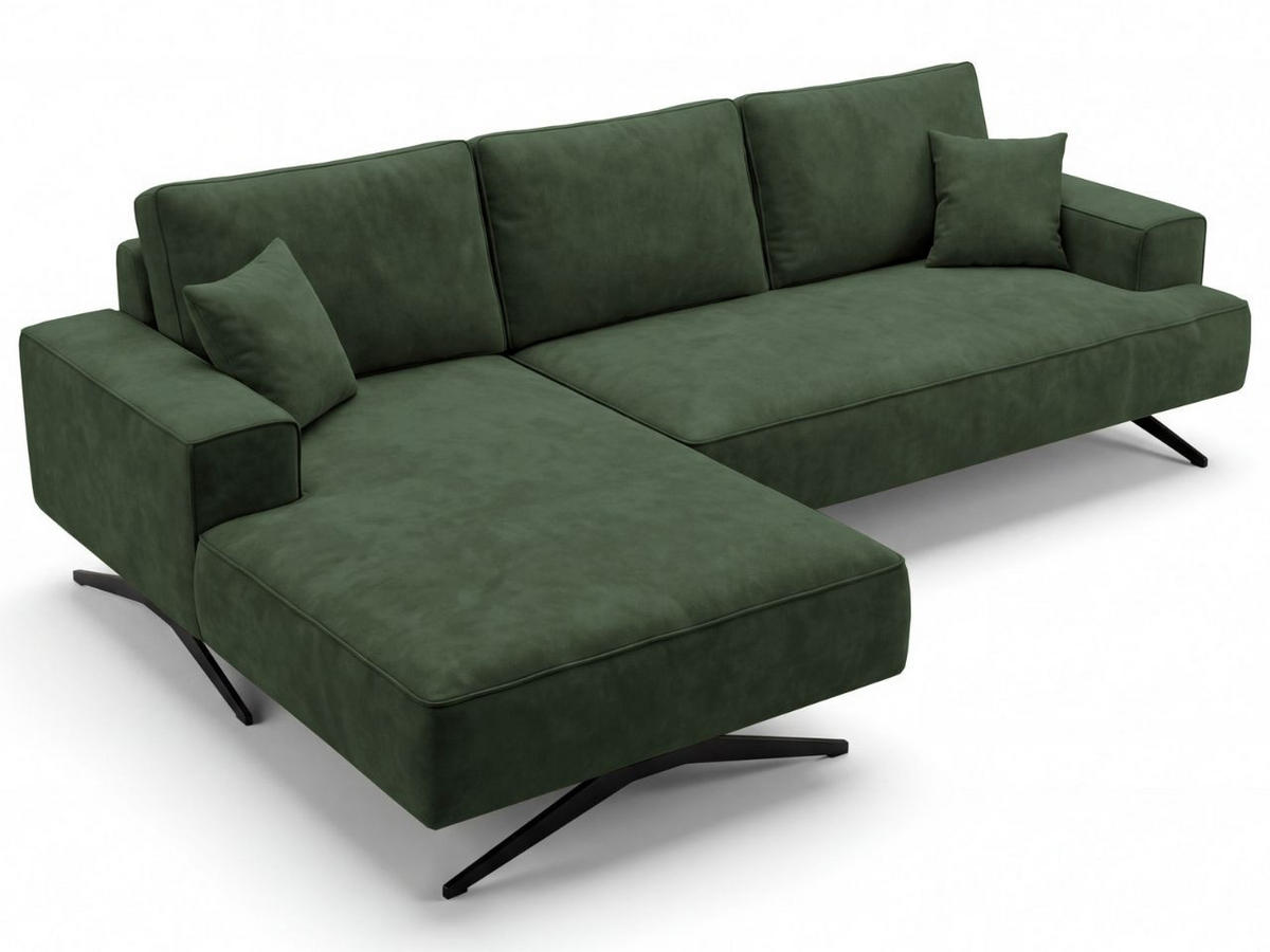 ECKSOFA Leto Grün Links - Schwarz/Grün, Holz/Textil (260/165cm) - Graingold