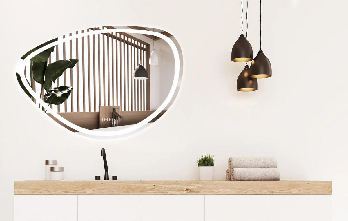SPIEGEL Rea Led 70x100cm Fog - Grau, Glas (68/100/2cm) - REA