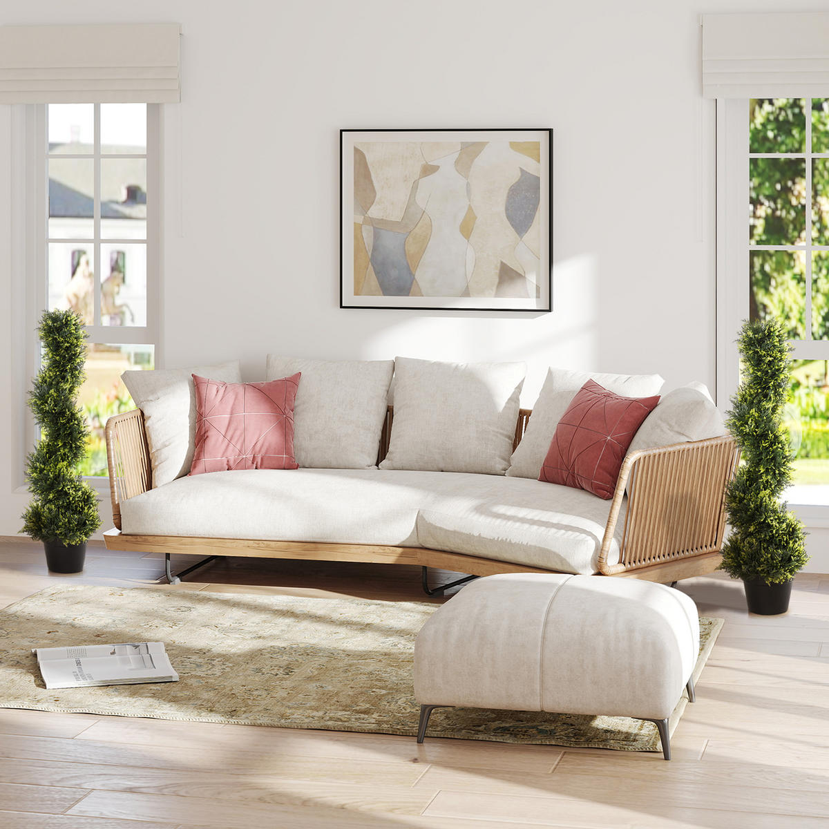 KÜNSTLICHE ZEDERNBAUM 2er Set, groß 90 cm - Grün, Kunststoff (90cm) - Outsunny