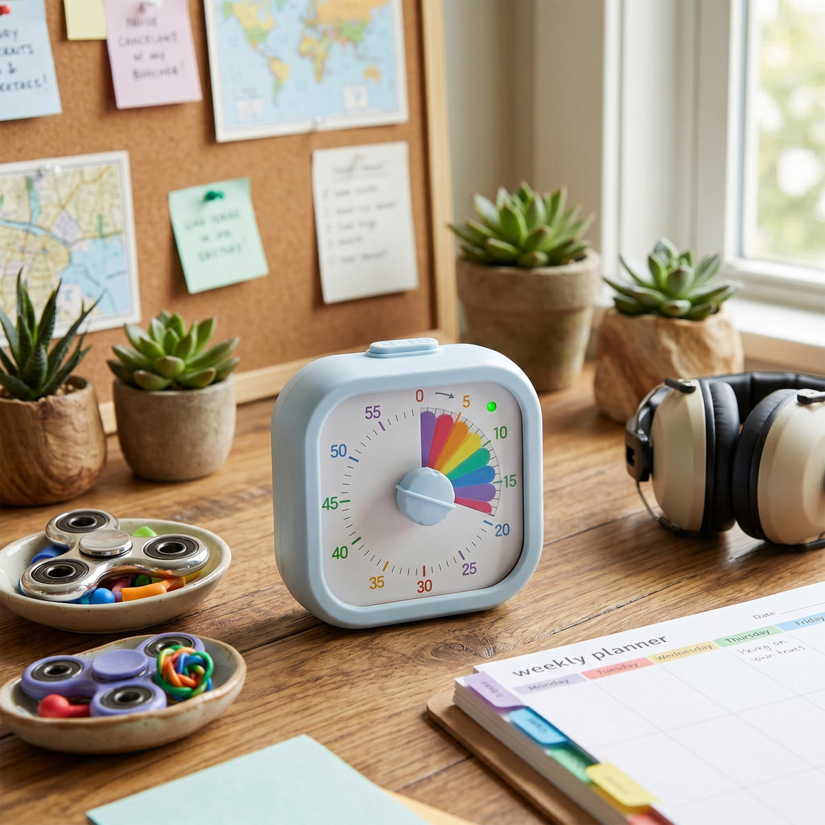 TIMER Blå visuell plast 60 minuter fyrkantig - Blå, Plast (9/9/4.5cm) - Relaxdays