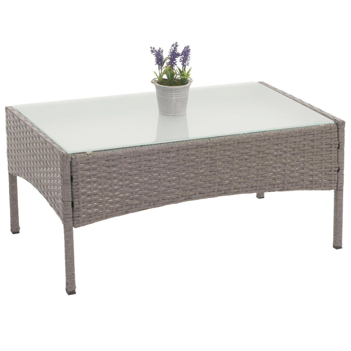 POLY-RATTAN GARTENTISCH rechteck Grau - Grau, Kunststoff (48/79/38cm) - MCW
