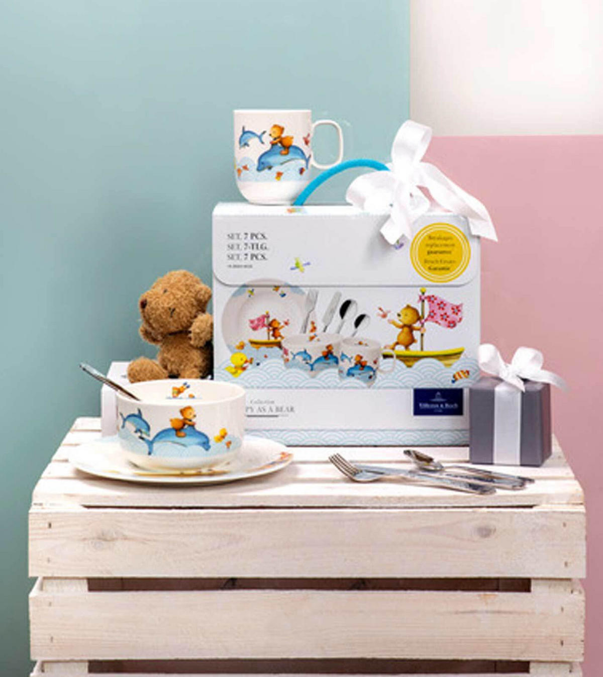 KINDERGESCHIRR Happy as a Bear bunt 7er Set - Multicolor, Keramik (1/1/1cm) - Villeroy & Boch