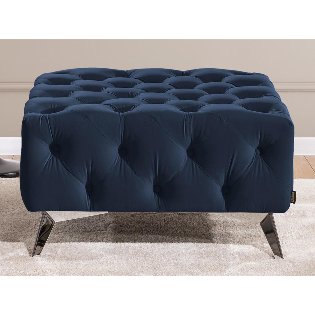 Thumbnail - S-Style Möbel Hocker, Blau, Textil, Echtholz,Birke, Buche, 1-Sitzer, Füllung: Polyetherschaumkern, 80x45x80 cm, Blauer E...