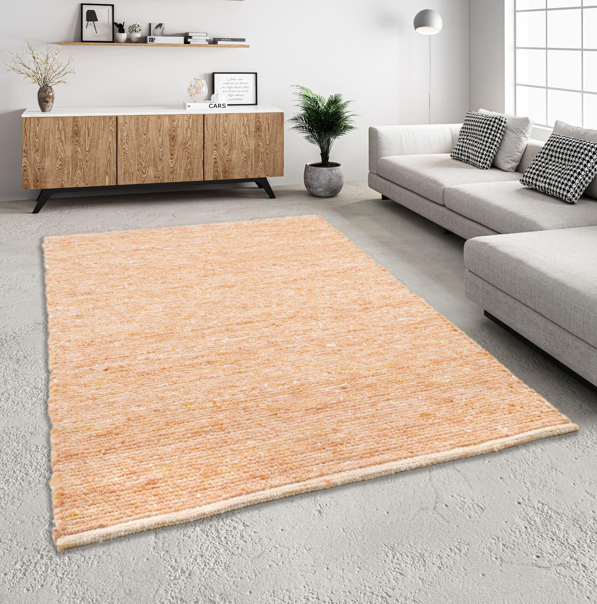 HANDWEBTEPPICH Alm-Freude 120x180 cm - Akaziefarben, Textil (120/180cm) - THEKO