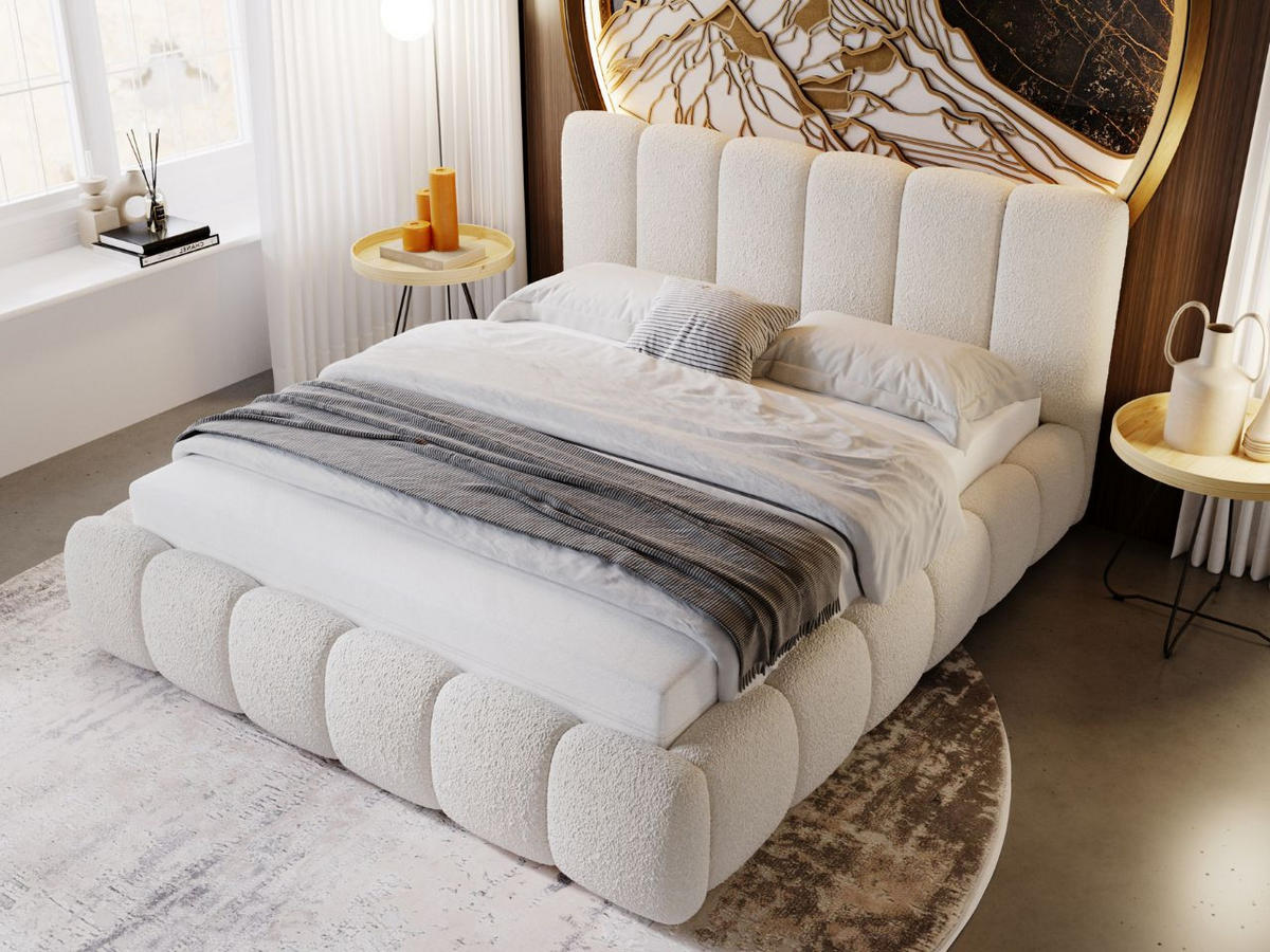 POLSTERBETT Cloud 180x200 Bouclé-Stoff Beige - Beige, Textil (180/200cm) - Graingold