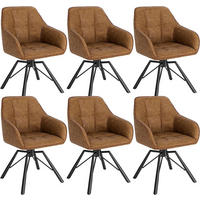 ESSZIMMERSTUHL 6er-Set, drehbar, Kunstlederbezug, Hellbraun - Hellbraun/Schwarz, Kunststoff/Metall (57/82.5/50cm) - Woltu
