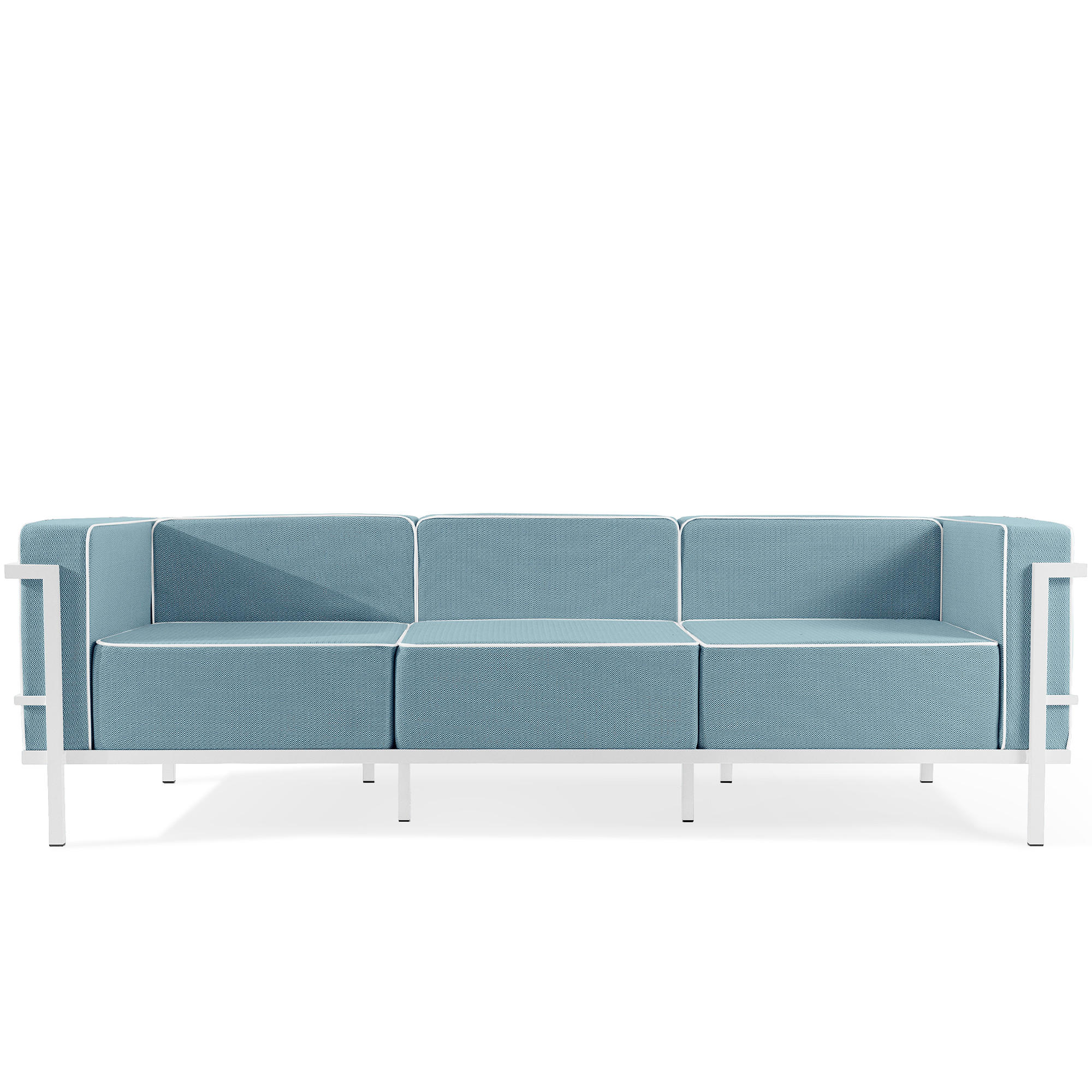 GARTENSOFA TRIGLO 3-Personen, Stahlrahmen, Modern, Weiß - Blau/Weiß, Textil/Metall (229/70/69cm) - KONSIMO®