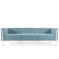 GARTENSOFA TRIGLO 3-Personen, Stahlrahmen, Modern, Weiß - Blau/Weiß, Textil/Metall (229/70/69cm) - KONSIMO®