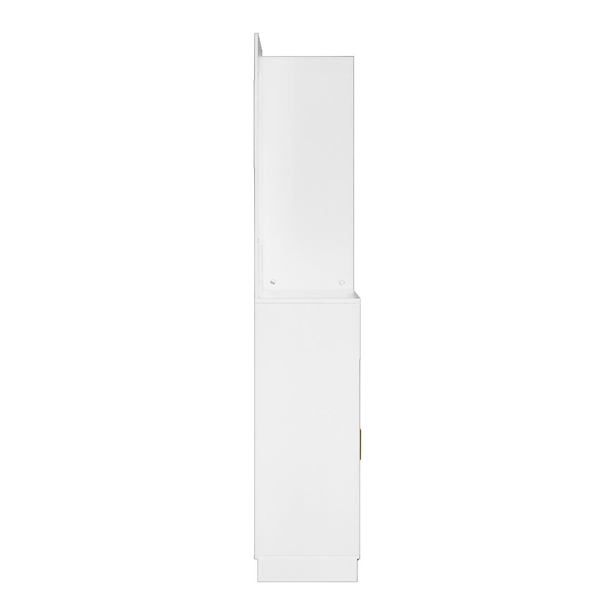 GARDEROBE-SET in Weiß Garderobenschrank mit Spiegel und Schuhbank für Eingangsbereich und Flur, B110/T33/H185.5 cm - Weiß, Glas/Holzwerkstoff (111/185.5/33cm) - STILVORA