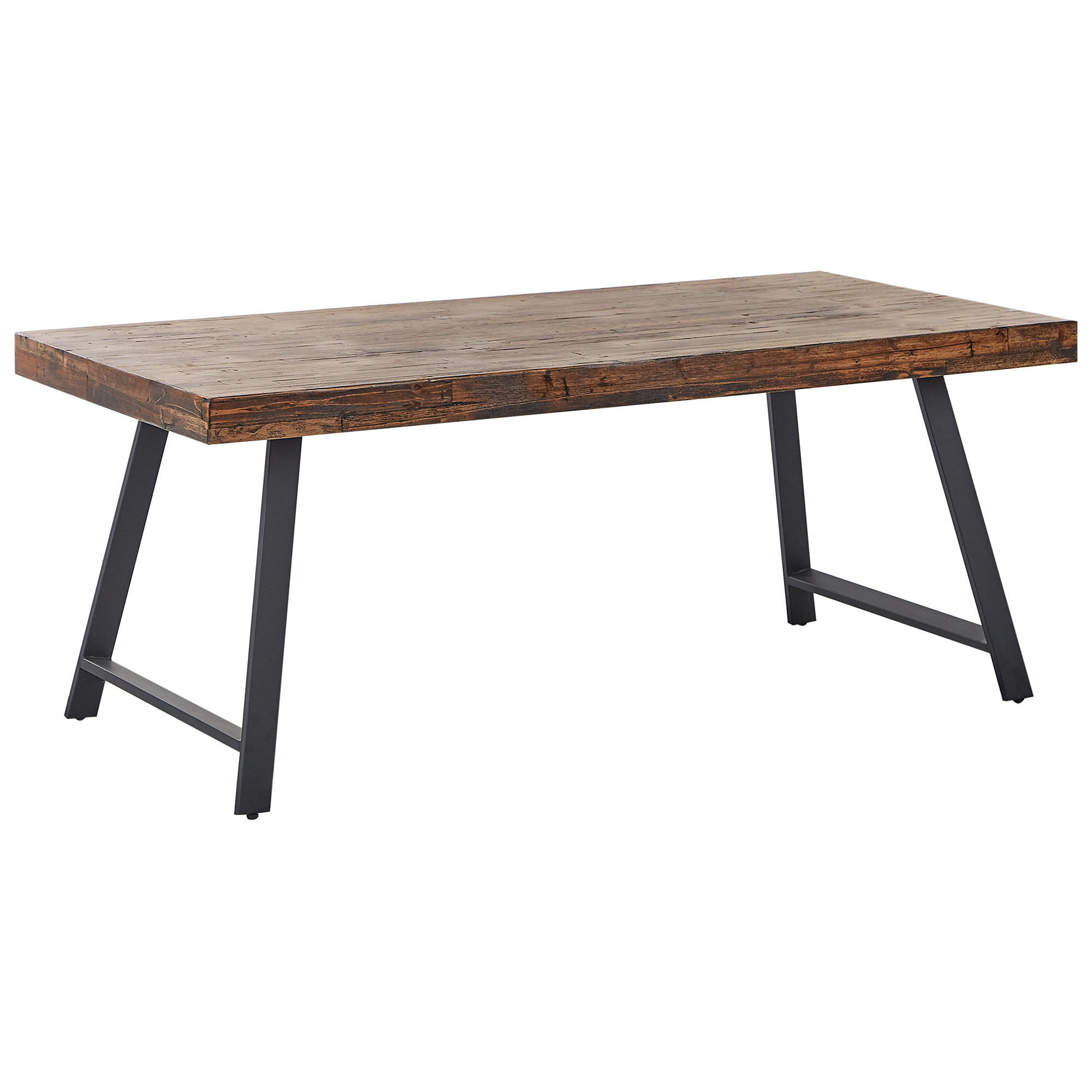 ESSTISCH 180/90 Dunkler Holzfarbton/Schwarz Warton - Dunkelbraun/Schwarz, Holz (180/90/74cm) - Beliani