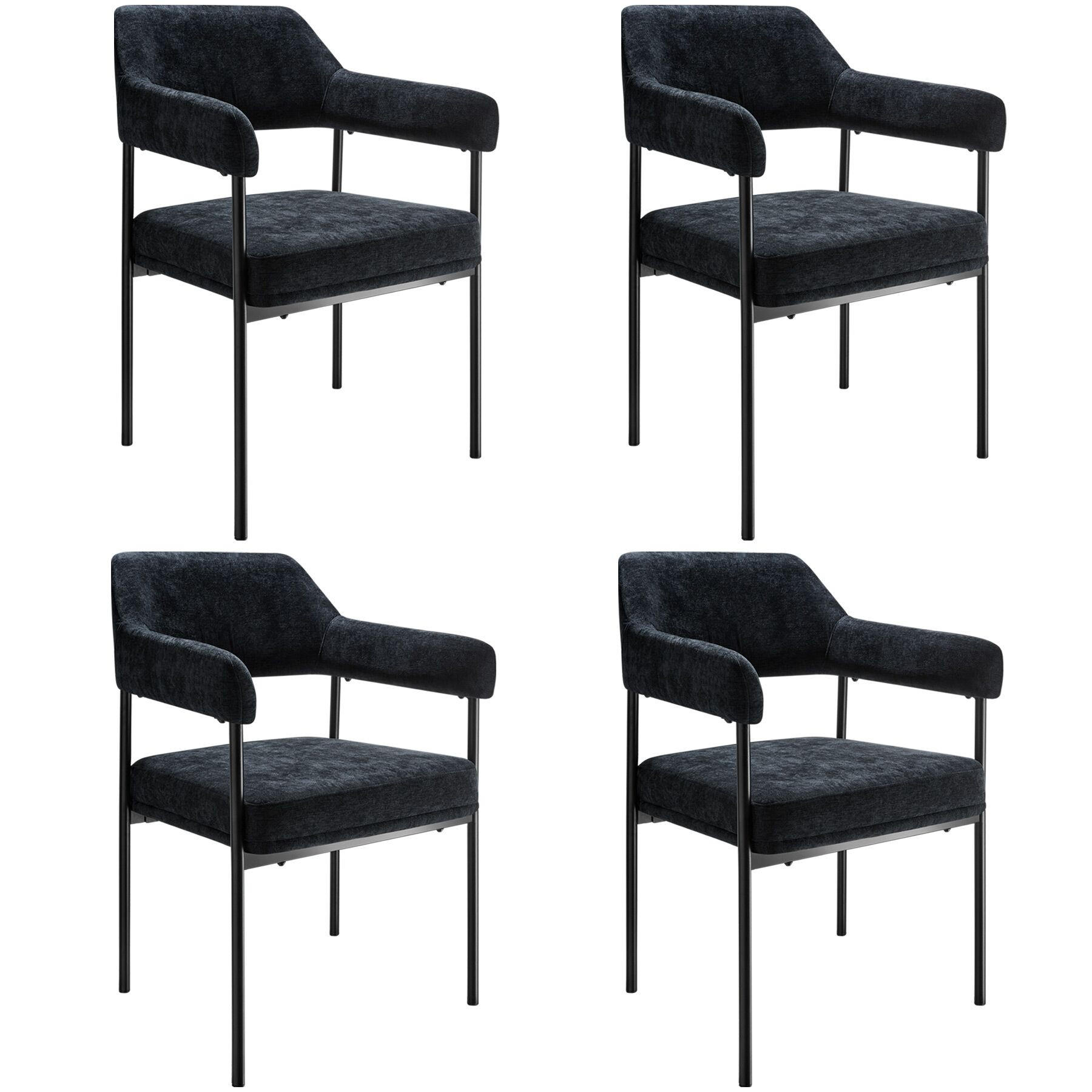 ARMLEHNSTUHL 4er Set Doé 58 x 62 x 85 cm Webstoff schwarz/schwarz - Schwarz, Textil (58/85/62cm) - tectake