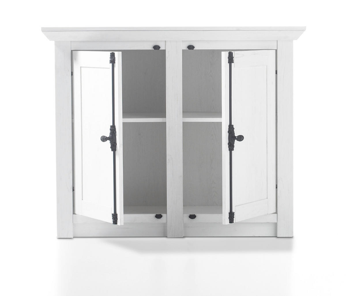 KOMMODE Pinie weiß 105 x 90 cm, Schuhschrank Landhaus-Stil - Schwarz/Weiß, Holzwerkstoff/Metall (105/90/45cm) - Furn.Design