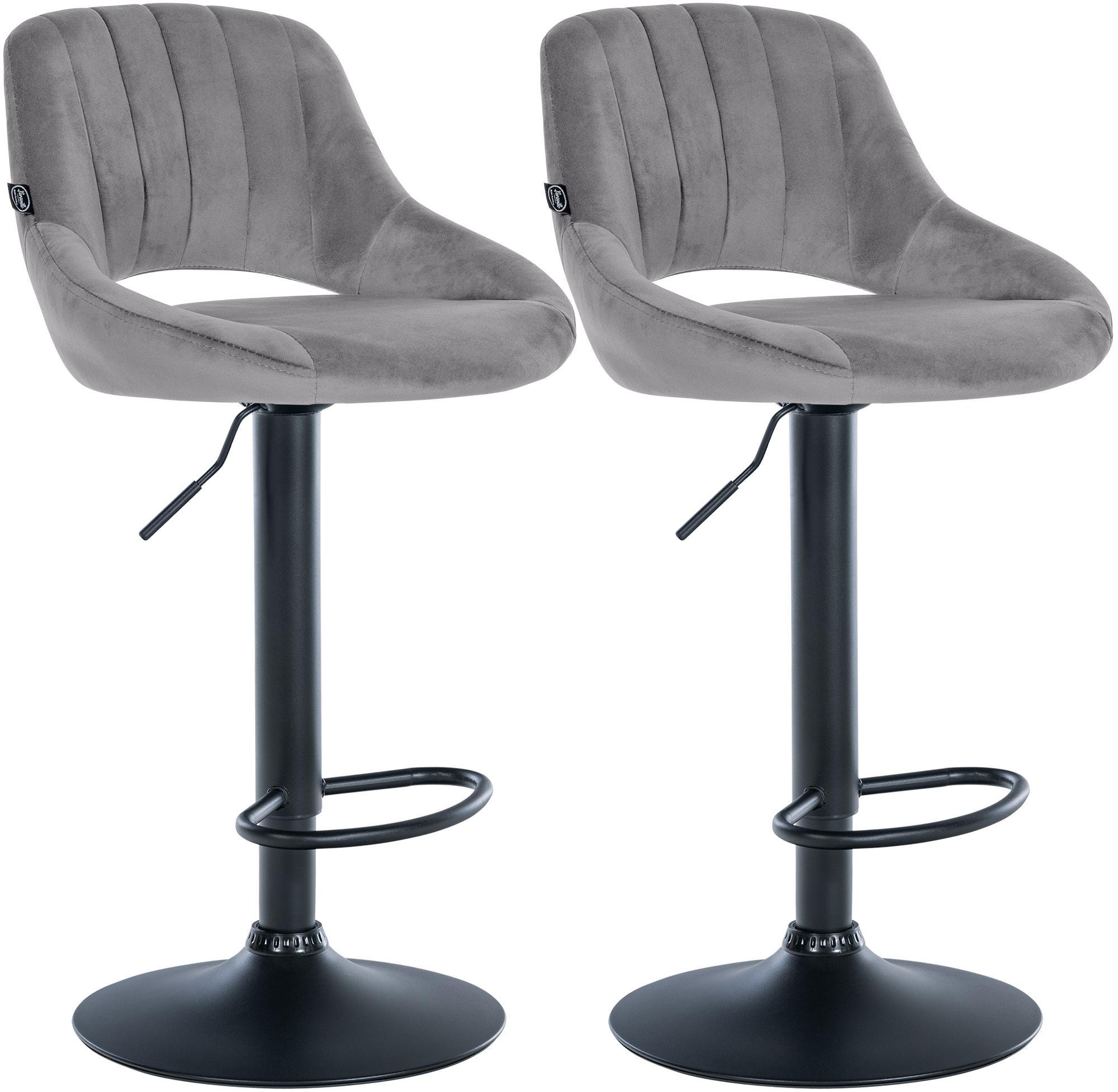 BARHOCKER 2er Set Samt dunkelgrau - Dunkelgrau/Schwarz, Textil (47/85/48cm) - CLP