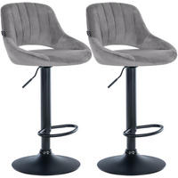BARHOCKER 2er Set Samt dunkelgrau - Dunkelgrau/Schwarz, Textil (47/85/48cm) - CLP