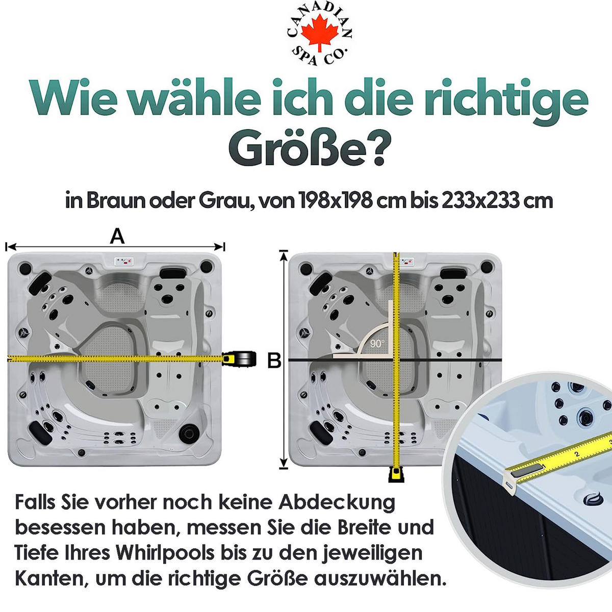 WHIRLPOOL ISOLIERABDECKUNG Grau 218x218cm - Grau, Leder (218/218cm) - Canadian Spa Company