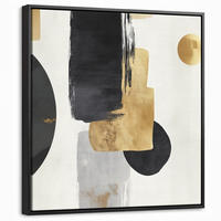 LEINWAND Bilder mit Rahmen - Gold - Rechtecke - Kreise - Abstrakt - 50x50 - Weiß, Textil (50/50cm) - MuchoWow