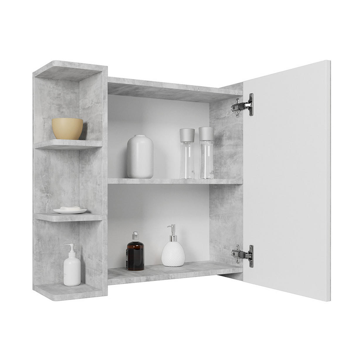 BADSPIEGELSCHRANK Fynn Beton 62 x 64 cm - Schieferfarben/Grau, Holzwerkstoff (62/64/20.8cm) - Vicco