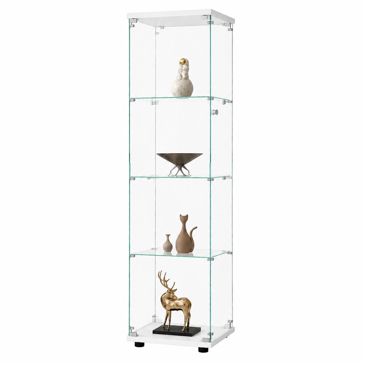 VITRINENSCHRANK 4-stöckig Staubdicht Weiß,für Wohnzimmer - Weiß, Glas (42/164/36cm) - PARAFTA HOME