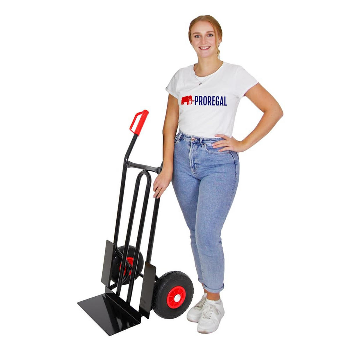 SACKKARRE Rhino XL Schaufel 104x60x50cm Traglast 250kg Pannensichere Räder Schwarz - Schwarz, Metall (50/60/104cm) - PROREGAL