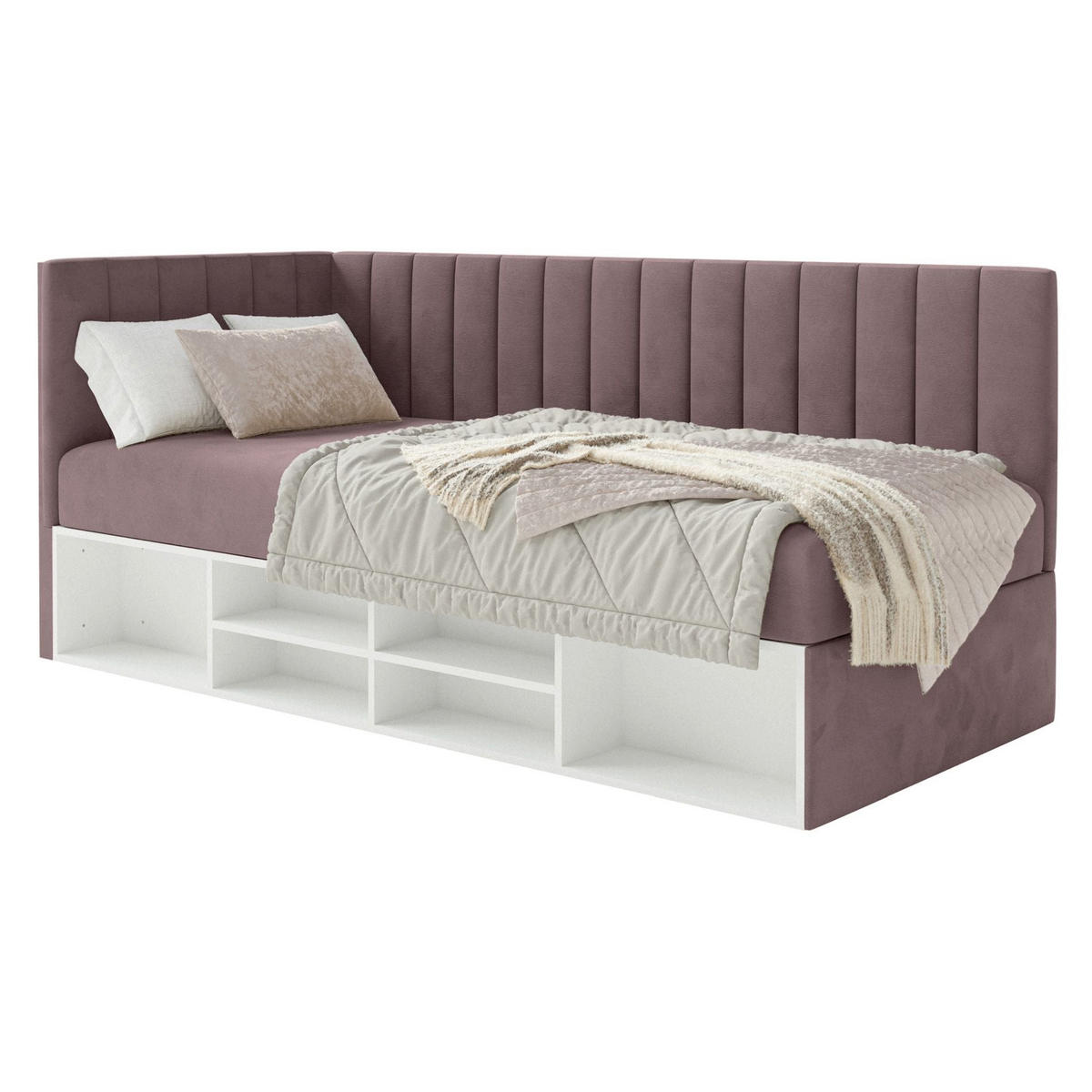 JUGENDBETT Ventrio Violett Easy-Clean-Samtbezug 90x200 cm - Lila, Kunststoff/Textil (90/200cm) - Selsey