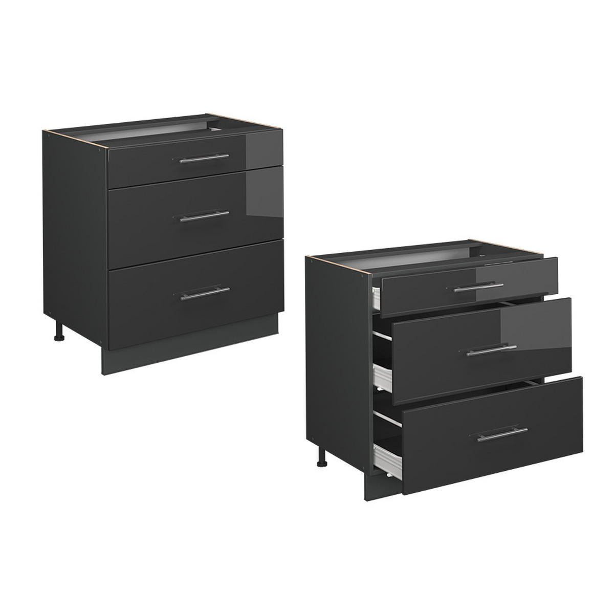 Schwarz Hochglanz/Anthrazit, Holzwerkstoff (80/82/60cm) - Vicco