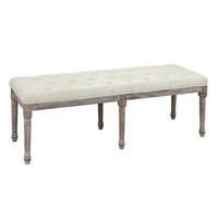 POLSTERBANK Sitzbank Vintage Retro Bettbank mit Knöpfen Samtige Berührung Beige - Beige, Kunststoff (47/51/142cm) - HOMCOM