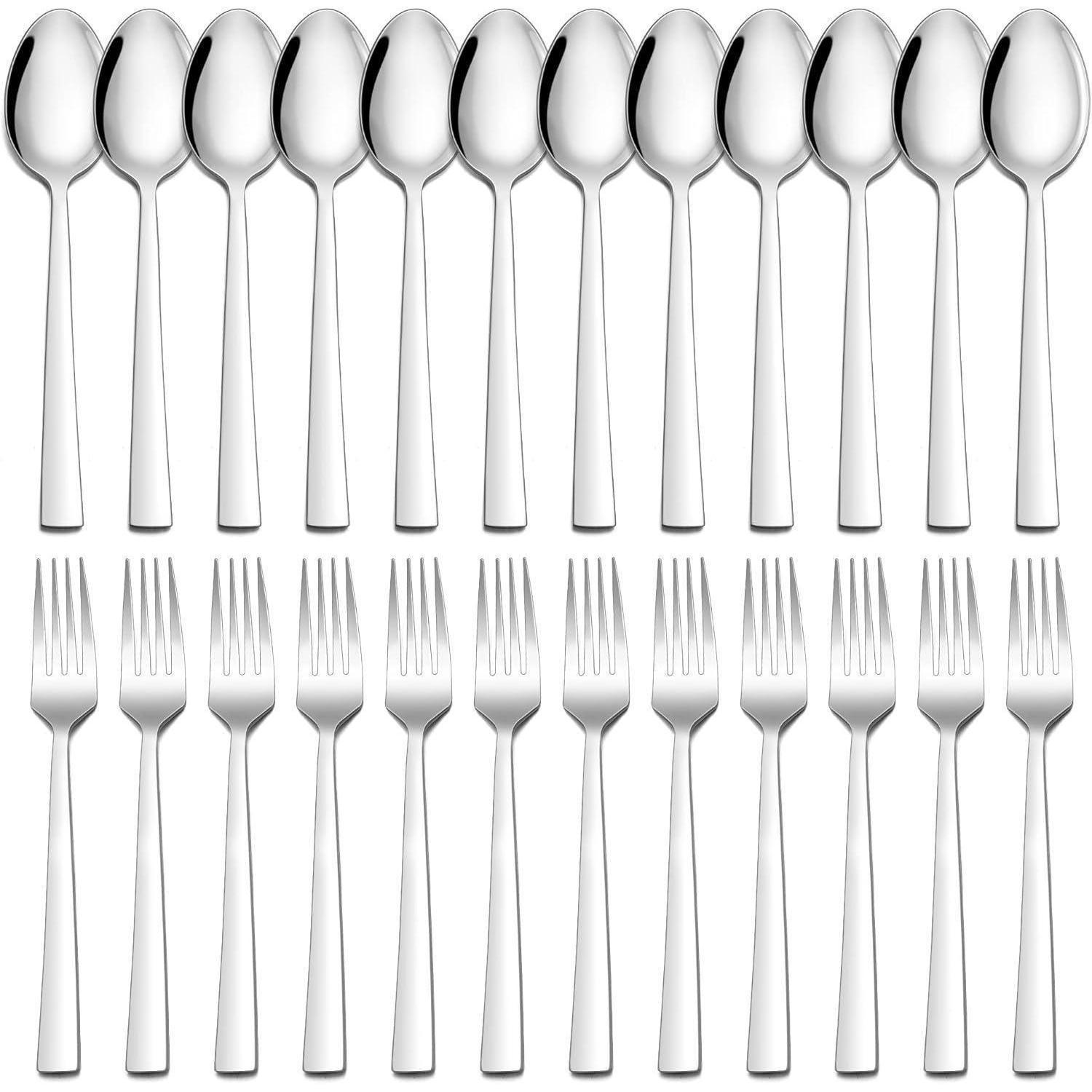 BESTECKSET 24-teiliges Set Edelstahl Silber 20 cm - Silberfarben, Metall - LUXUSKOLLEKTION