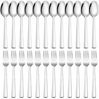 BESTECKSET 24-teiliges Set Edelstahl Silber 20 cm - Silberfarben, Metall - LUXUSKOLLEKTION