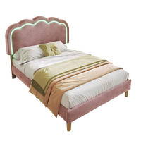 BETT mit LED-Kopfteil 90x200 cm Samt Pink - Pink, Metall (90/200cm) - Meubliv