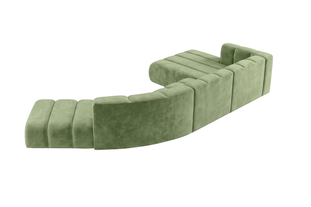 ECKSOFA Modulares In L-Form, Velvet-Stoff Riviera, Olive, Rechts, GRAND Round - Olivgrün, Holz (445/179cm) - Kaiser Möbel