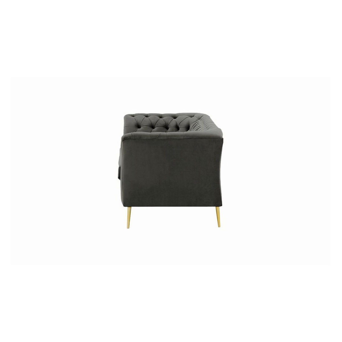 ZWEISITZER-SOFA Chesterfield Modern-Velluto 19 - Dunkelgrau, Holz/Textil (183/74/80cm)