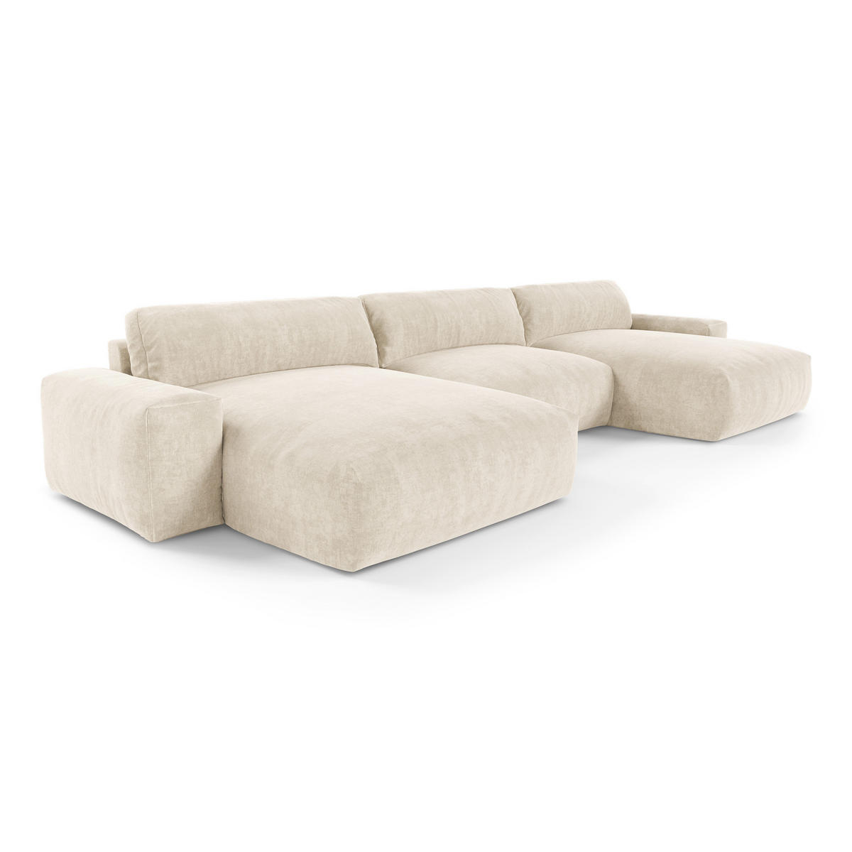WOHNLANDSCHAFT Samt Creme 420cm - Creme, Textil (420/75/174cm) - Sia Home