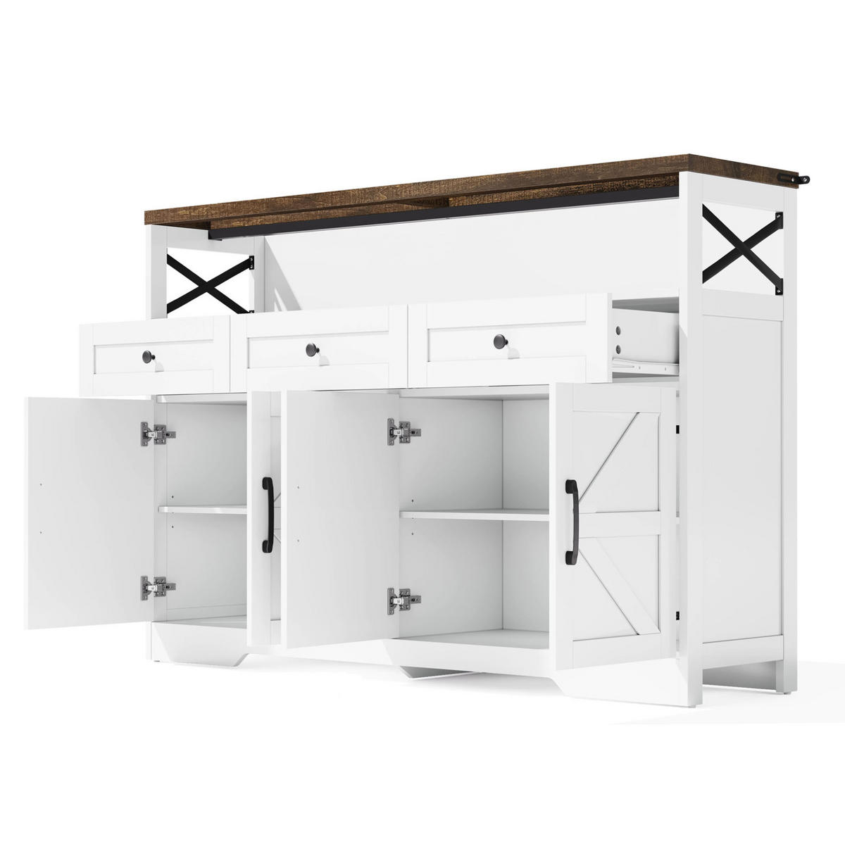SIDEBOARD 140/35/95 cm braun/weiß aus MDF mit 3 Schubladen - Braun, Holzwerkstoff (140/95/35cm) - OKWISH