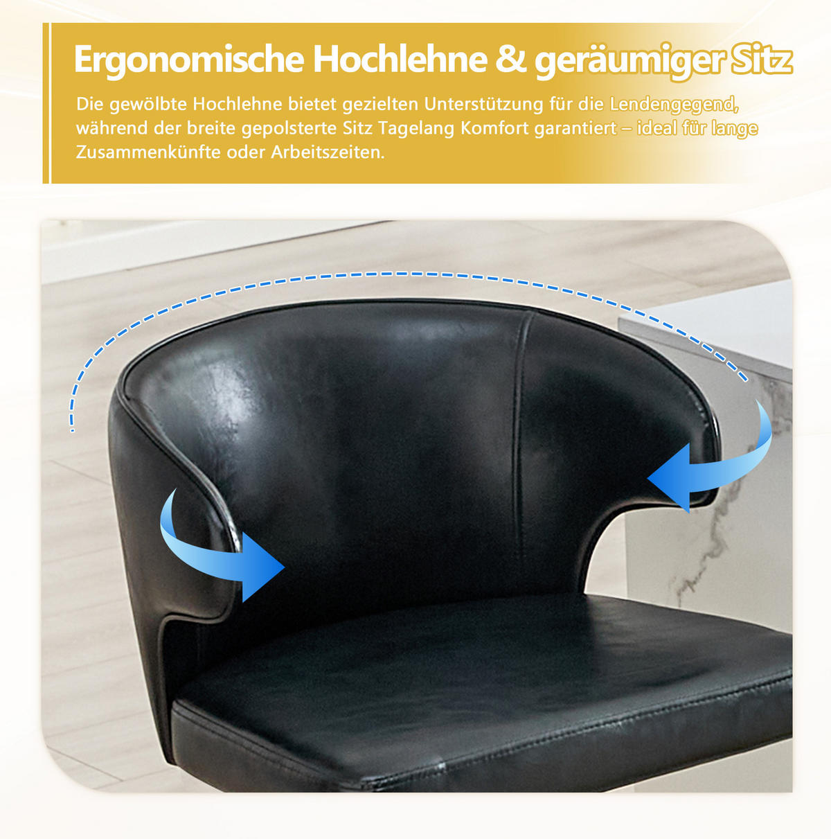 BARHOCKER mit Lehne, 360° drehbar, höhenverstellbar ca. 85–110 cm, Schwarz - Schwarz, Kunststoff (45/110/49.7cm) - MIVRAY