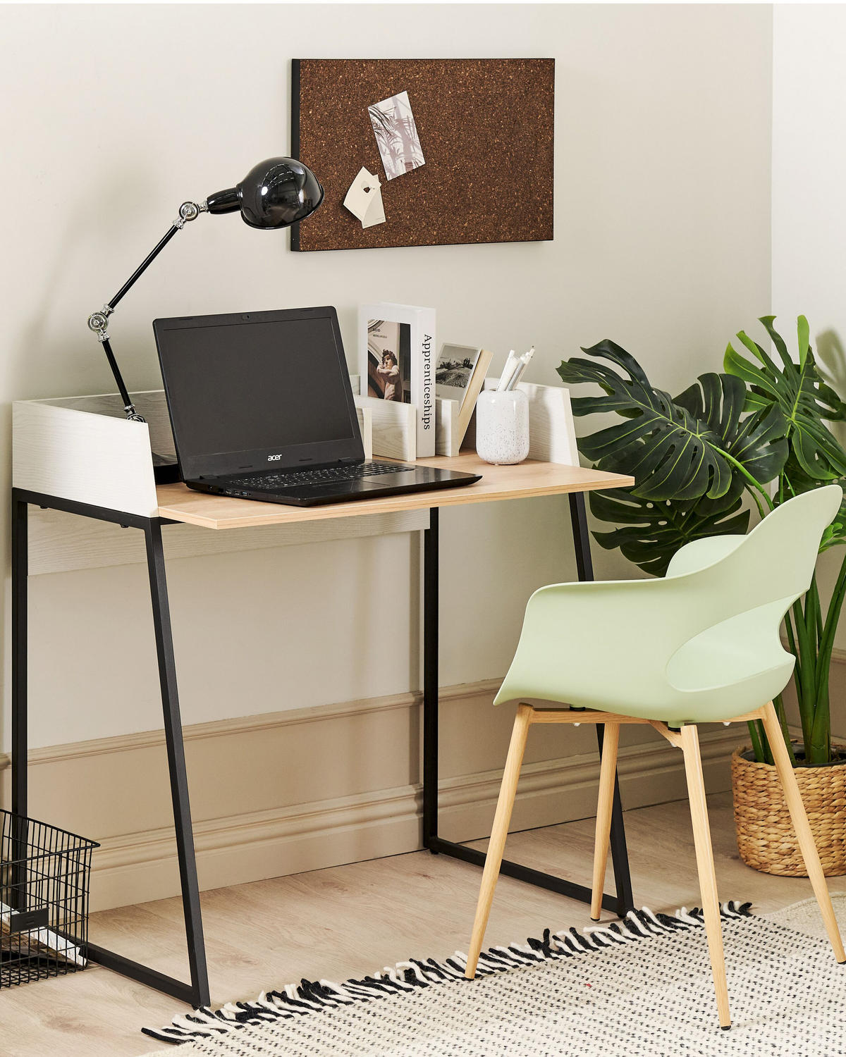 SCHREIBTISCH hellerHolzfarbton/weiß 90/60/90 cm Anah - Hellgrau, Holzwerkstoff (60/90/90cm) - Beliani