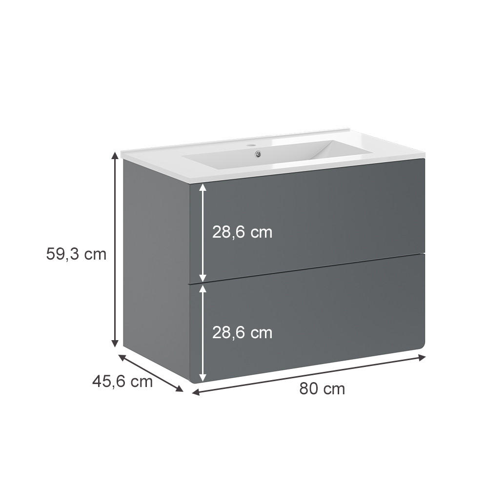 WASCHTISCHKOMBI Izan, Grau, 2 Teile - Grau, Holzwerkstoff (80/59.3/46cm) - Vicco