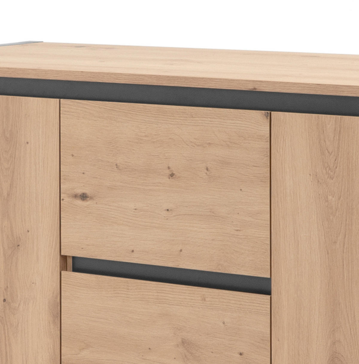 SIDEBOARD Eiche Artisan, anthrazit, 160 cm Industrial Design, Kommode mit viel Stauraum - Anthrazit/Eiche Artisan, Holzwerkstoff (160/88/40cm) - Furn.Design