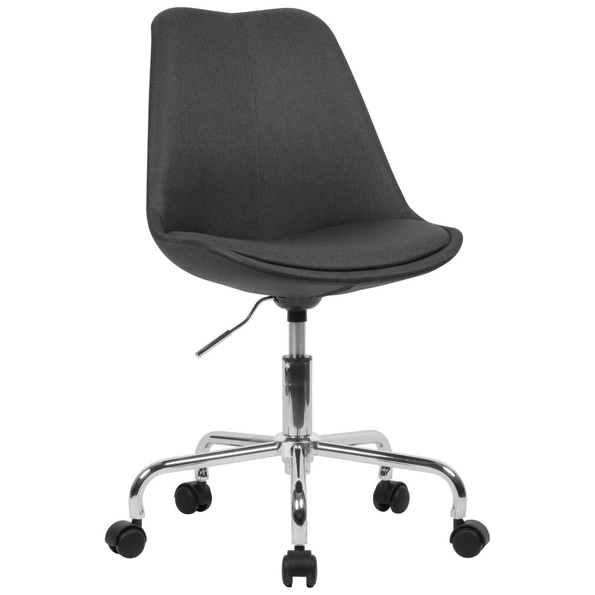 SCHALENSTUHL mit 360° Drehfunktion MESCHIO, Schwarz 65x65x94 cm - Silberfarben/Schwarz, Textil/Metall (65/94/65cm) - KADIMA DESIGN