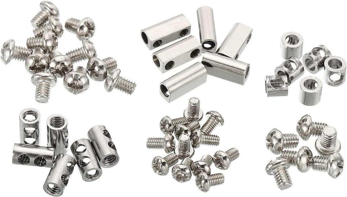 KABELKLEMMEN – mit Schraubanschlusskappen, 18er-Packung, 3 Größen - Silberfarben, Metall (1/0.6/1cm) - DCA
