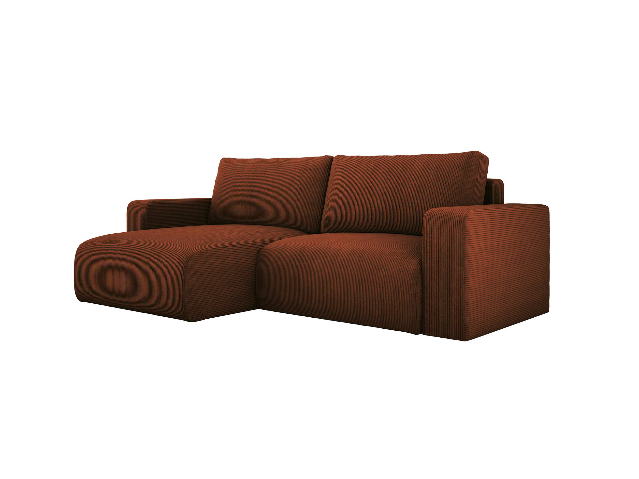 ECKSOFA Carl L-förmig Schlaffunktion und Bettkasten weicher Cordstoff flexibel stellbar lose Rückenkissen freistehend LINKS 143x247x83cm Brown - Braun, Holz/Textil (143/247cm) - DomoHome
