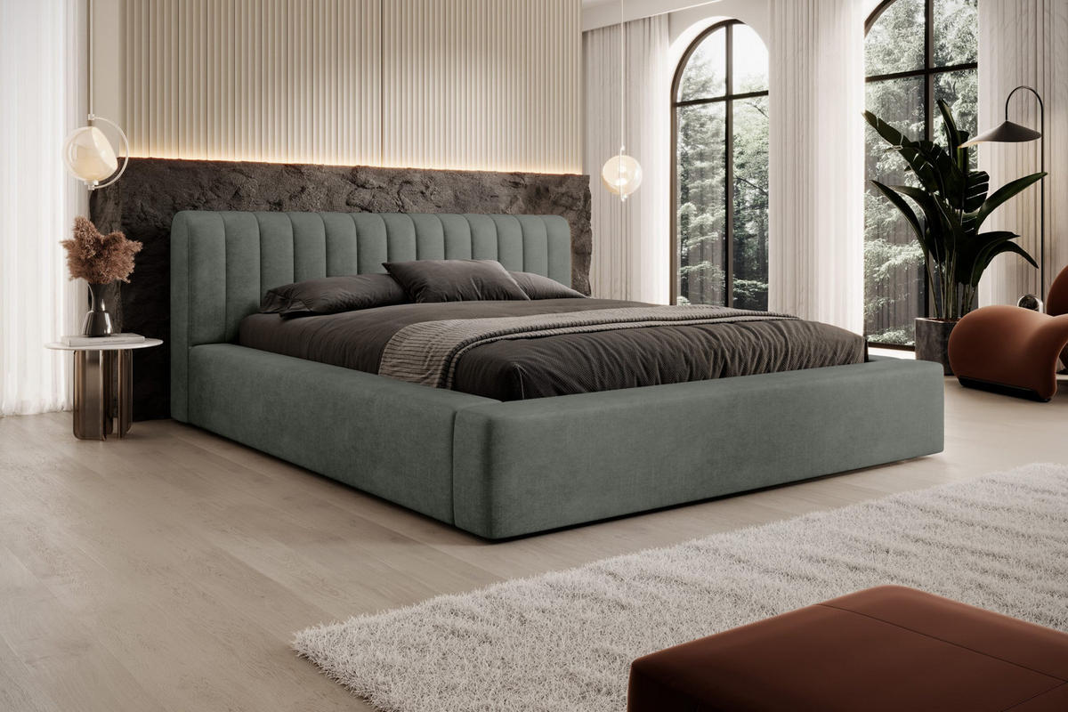 POLSTERBETT aus Polyester Vurmat 180x200 cm, Grün - Waldgrün, Textil (180/200cm) - Fedve