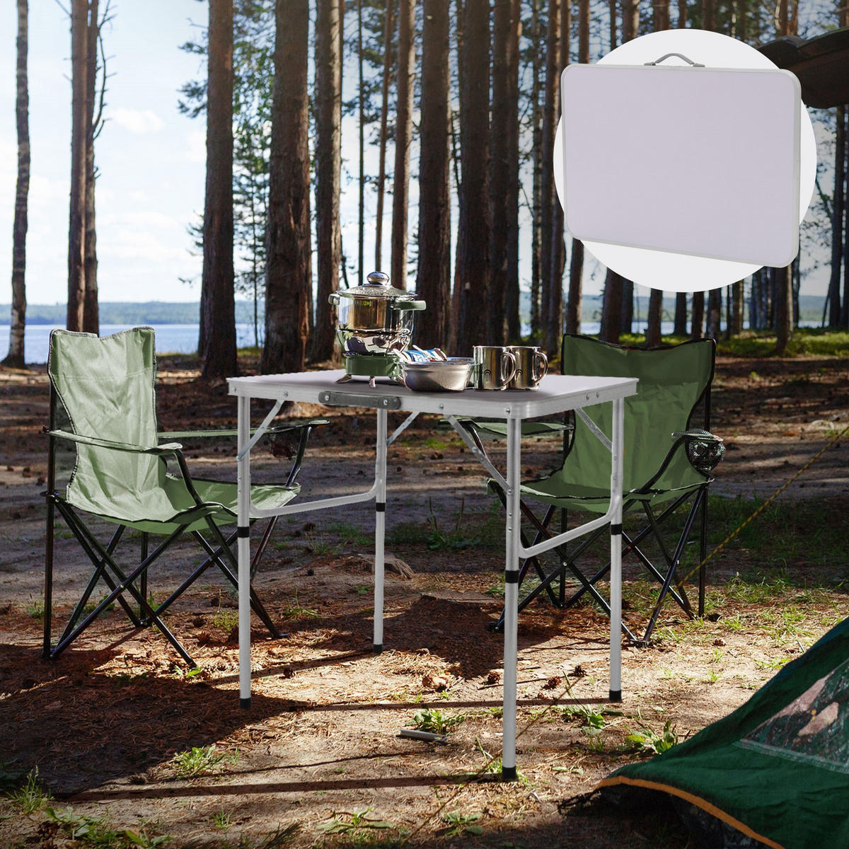 CAMPINGTISCH - Weiß, Metall (55/75/68cm) - ML-DESIGN