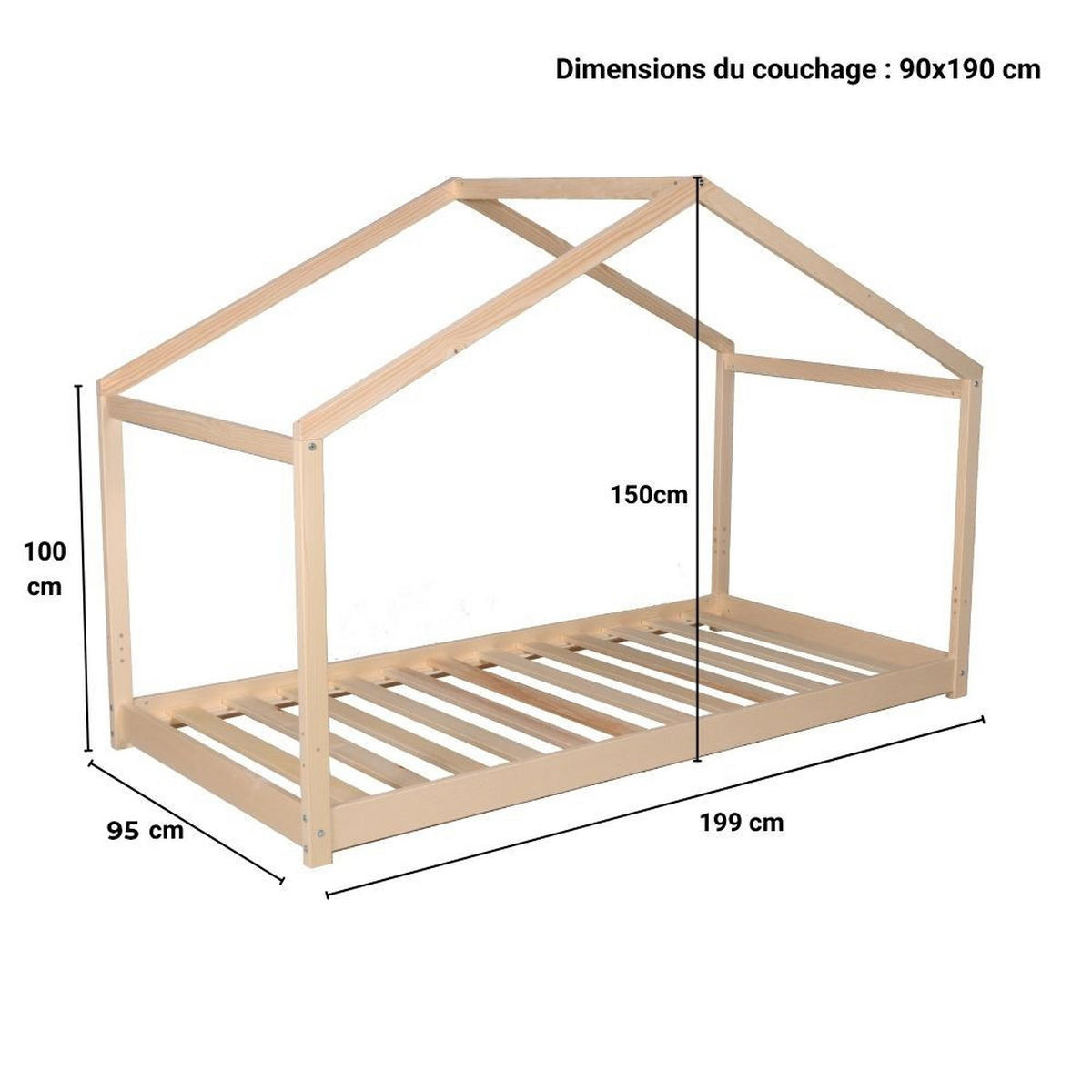 HAUSBETT KOALA MIT LATTENROST/ Kinderbett 90x190 - Natural - Naturfarben, Holz (90/190cm) - Weber Industries