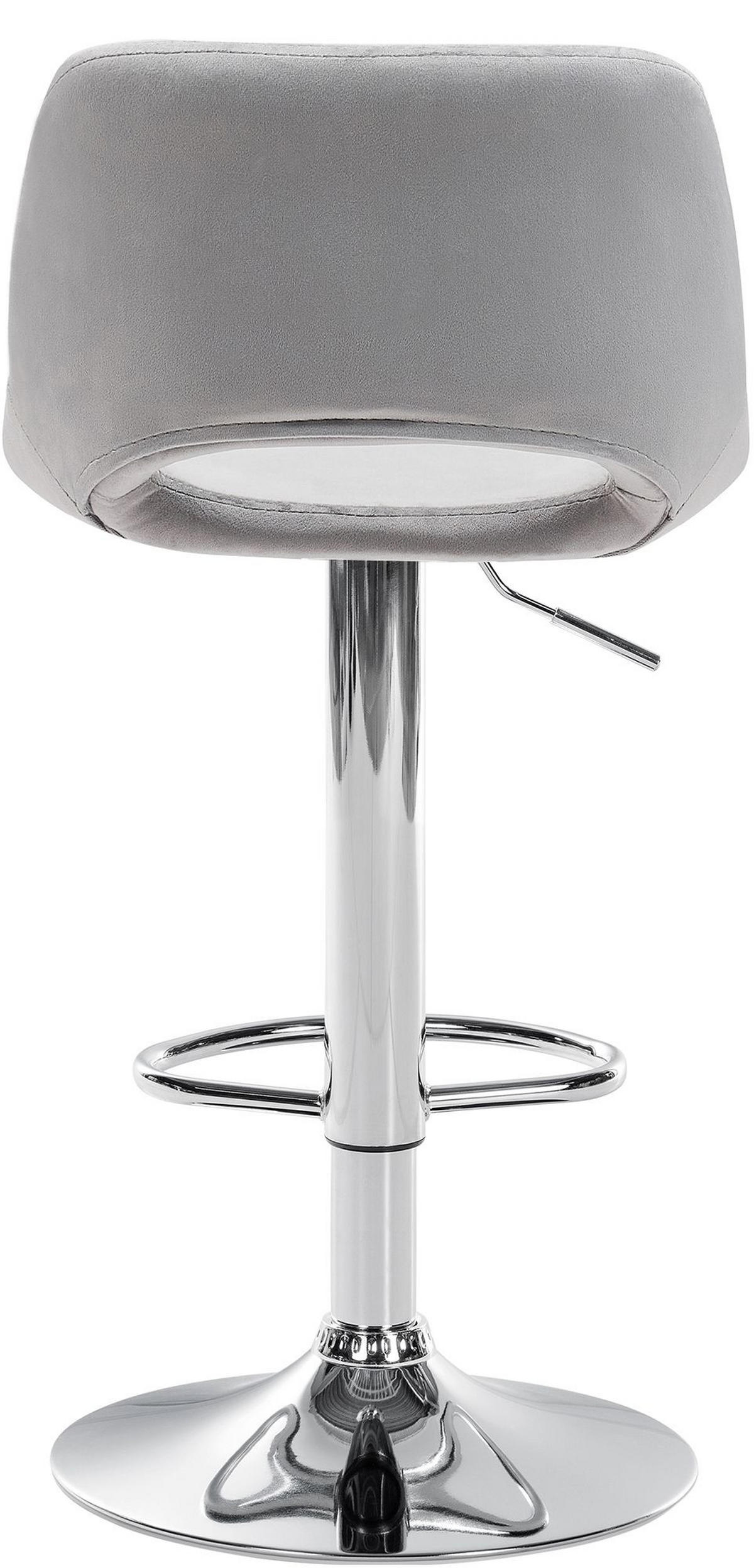 BARHOCKER JAKSON Hellgrau Samt Chrom - Hellgrau, Textil/Metall (42/86/46cm) - DELUKE