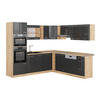 ECKKÜCHE R-Line Anthrazit Hochglanz/Goldkraft Eiche 237 x 60 cm ohne AP - Honigeiche/Anthrazit, Holzwerkstoff (247/81.6/46cm) - Vicco