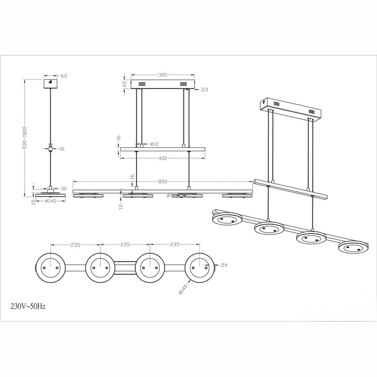 LED HÄNGELEUCHTE Metall Glas Silber - Silberfarben, Glas (13.5/21/120cm)