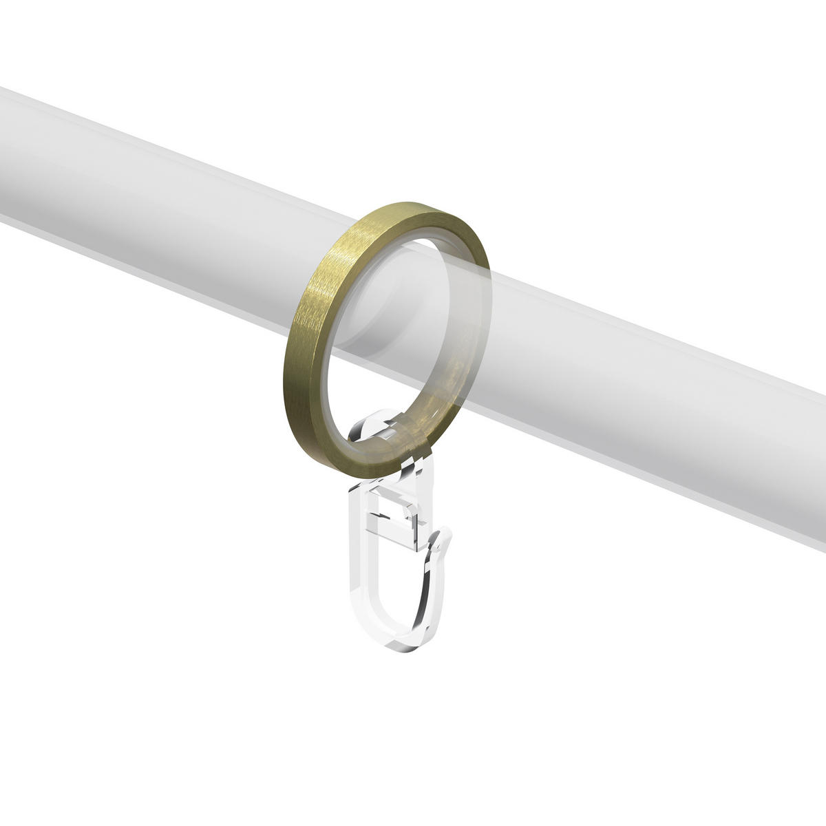 FLACHRINGE MIT EINLAGE UND FALTENHAKEN FÜR GARDINENSTANGEN 16 mm Ø, Messing-Optik, Packung 10 Stück - Messingfarben, Metall (16cm) - INTERDECO