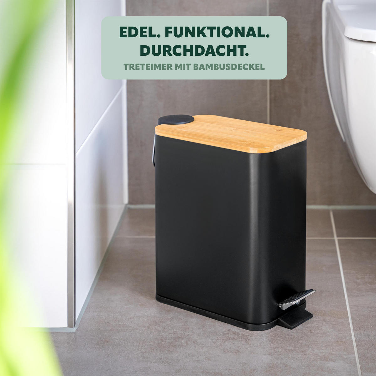 ABFALLEIMER, schwarz - Schwarz, Metall (14/28.5/30cm) - bremermann